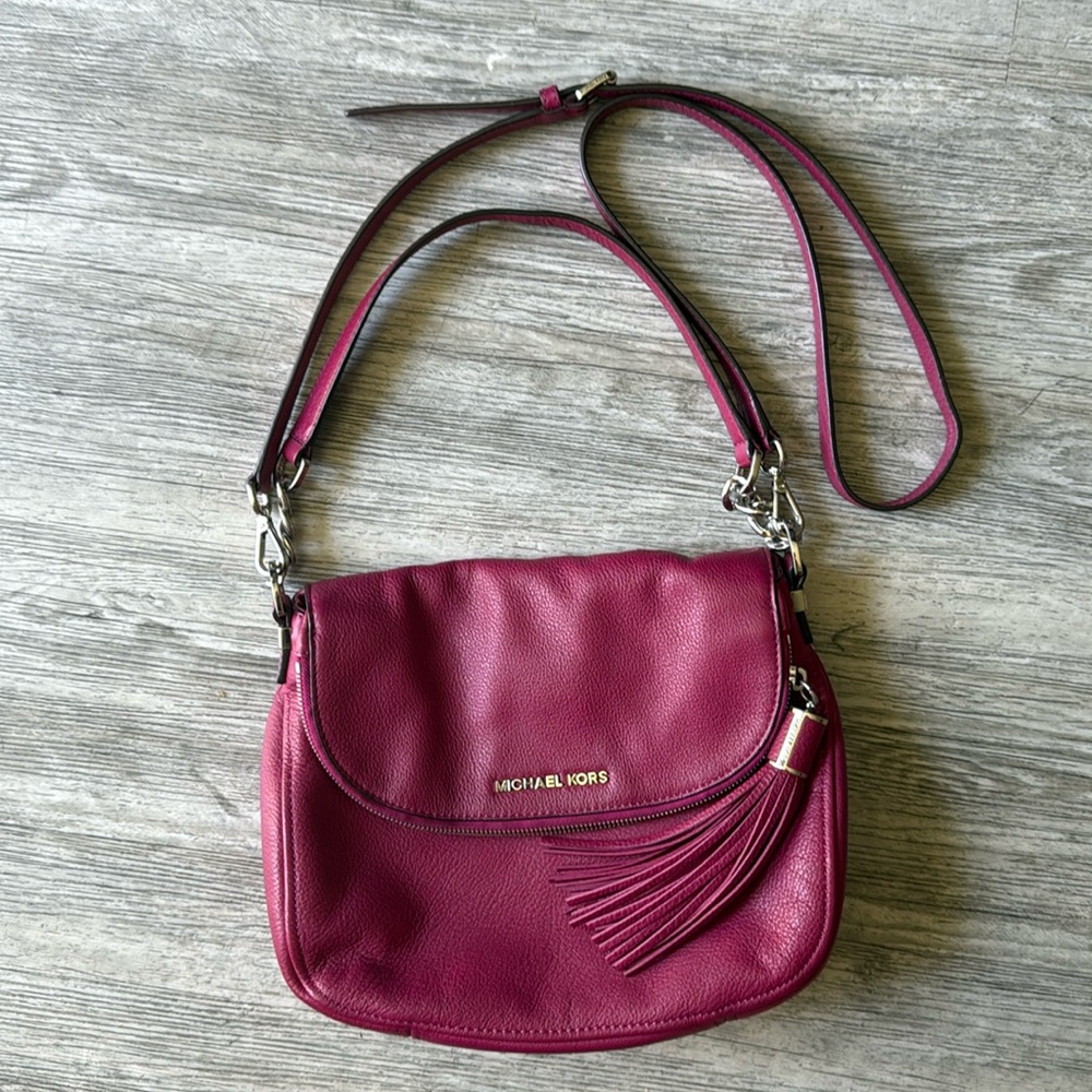 Michael Kors Pink Leather Bedford Tassel Purse